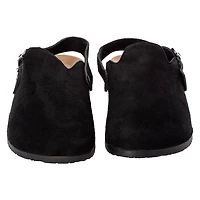 Ladies Suede Buckle-Strap Clogs