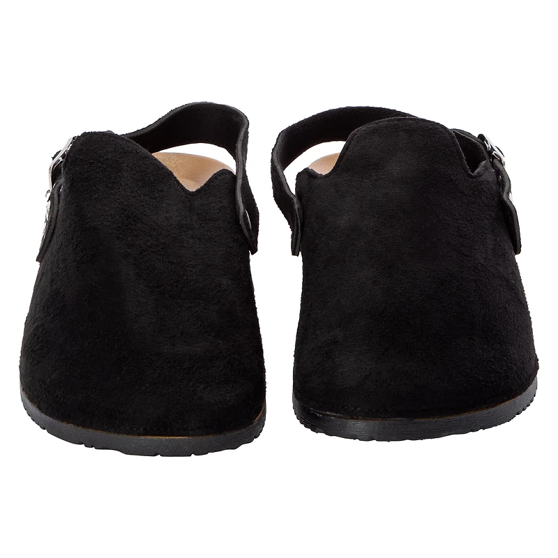 Ladies Suede Buckle-Strap Clogs