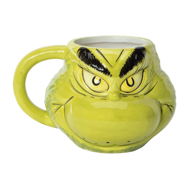 Grinch Face Sculpted Ceramic Mug