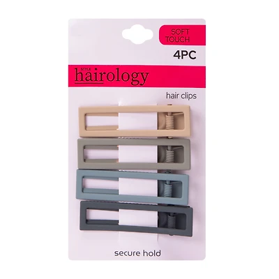 Matte Rectangle Barrette Hair Clips 4-Count