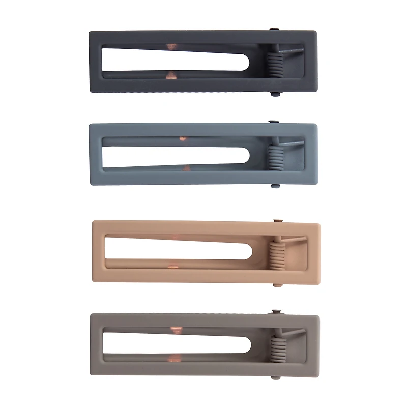 Matte Rectangle Barrette Hair Clips 4-Count