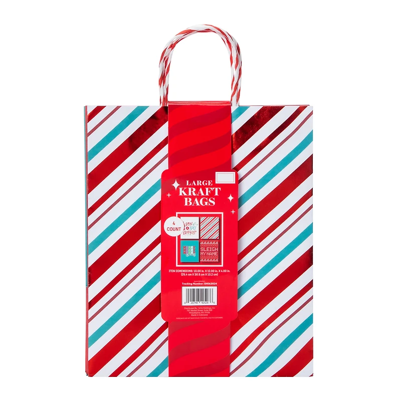 Large Kraft Gift Bag 4-count