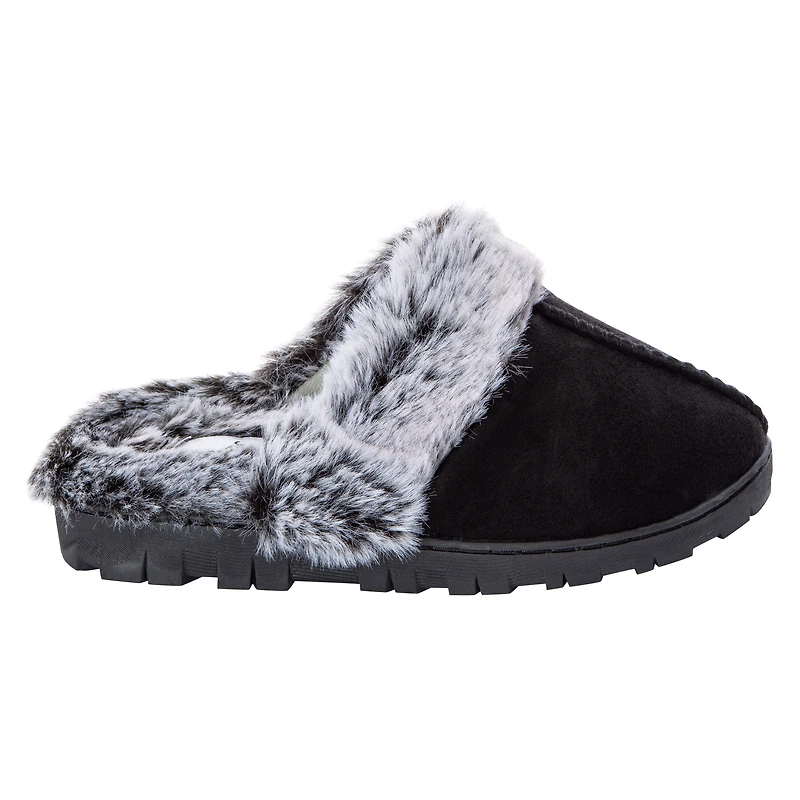 Ladies Faux Fur Lug Sole Scuff Slippers