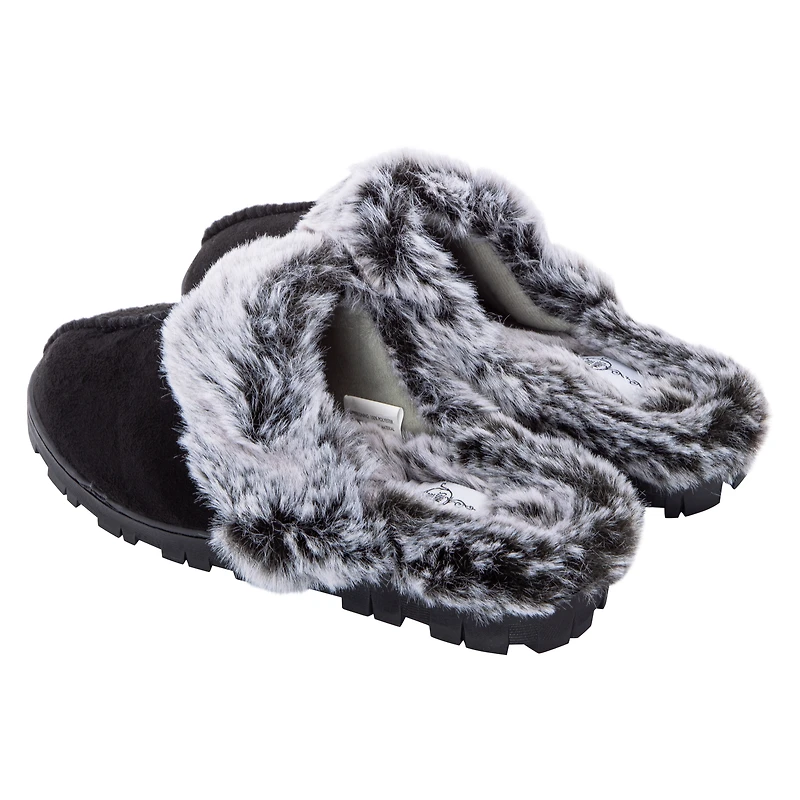 Ladies Faux Fur Lug Sole Scuff Slippers