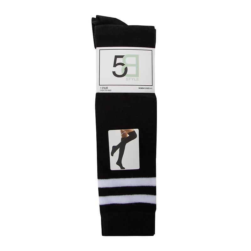 Ladies Varsity Stripe Over-The-Knee Socks