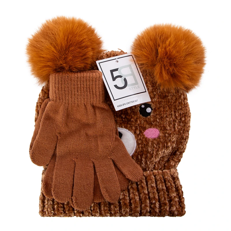 Kids Critter Beanie Set 2-Piece