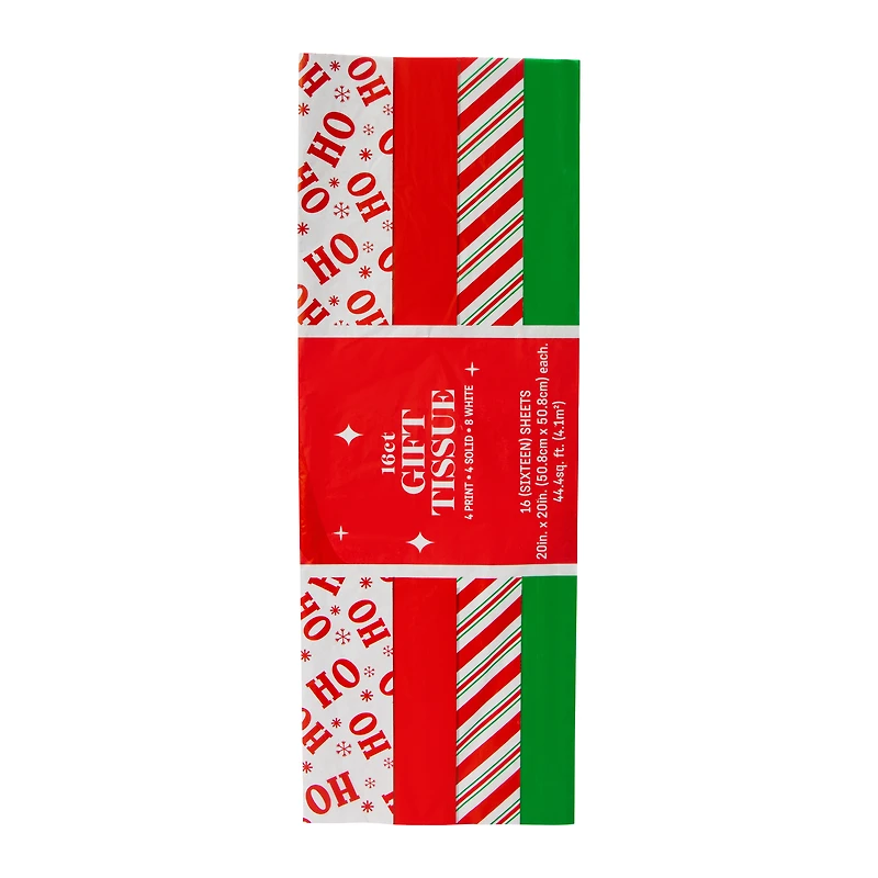 Assorted Gift Holiday Tissue Paper 16-Count