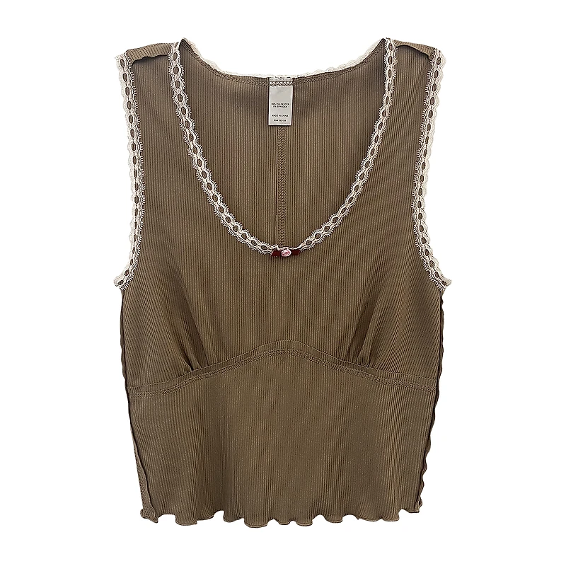 Girls Lace Bordered Vest Top