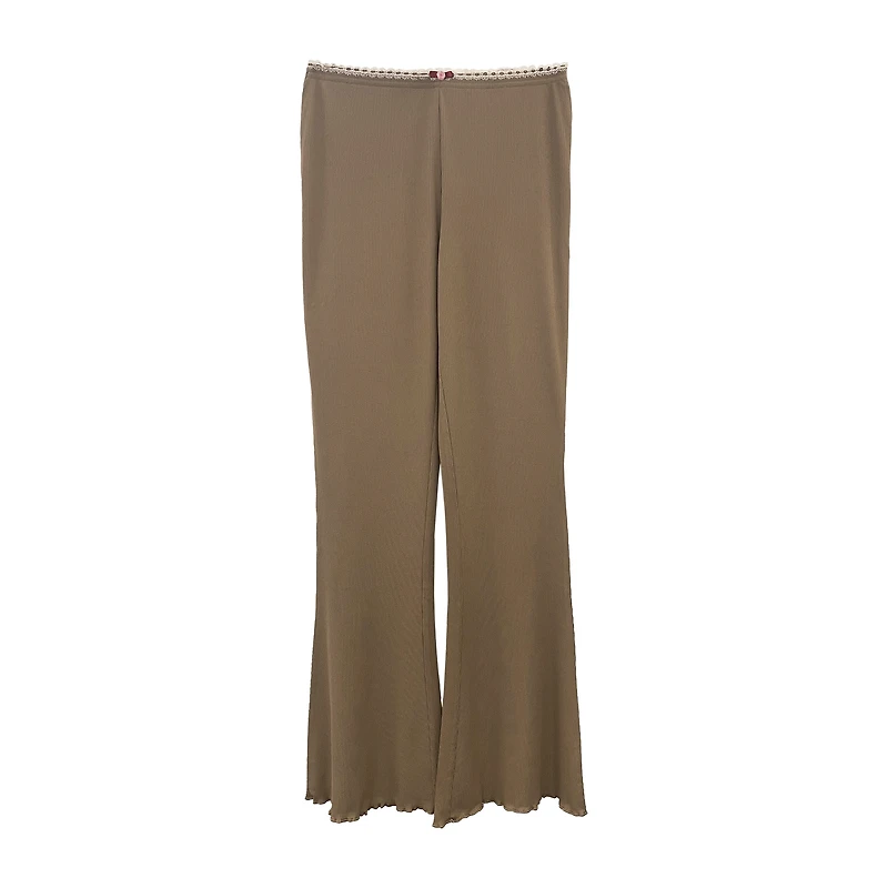 Ribbed Rosette Lace Pants