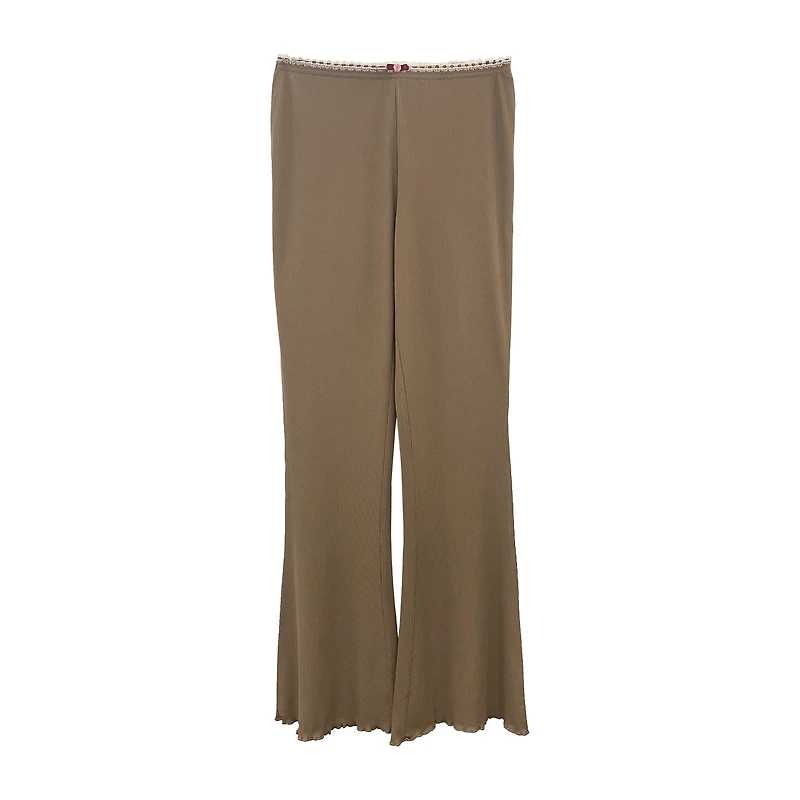 Ribbed Rosette Lace Pants