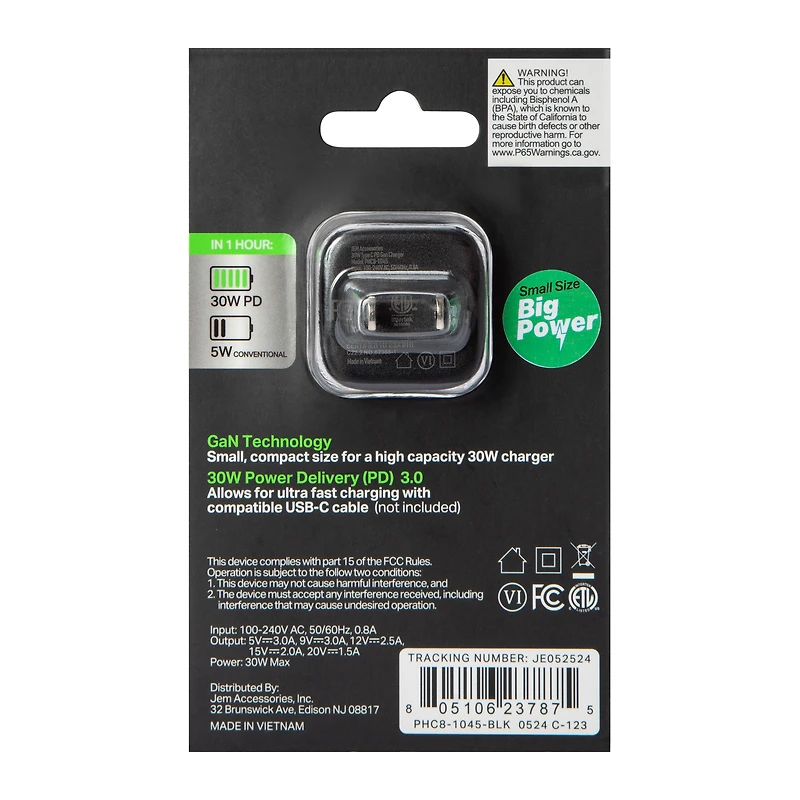 30W GaN Power Delivery USB-C Charger