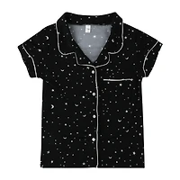 Short-Sleeve Button-Up Pajama Top