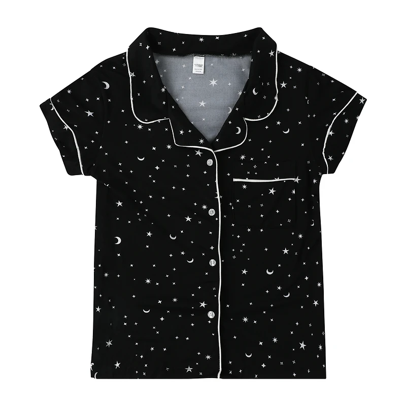 Short-Sleeve Button-Up Pajama Top