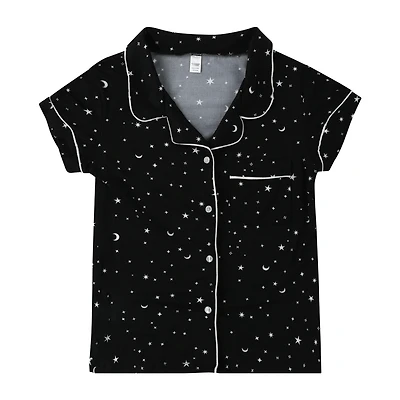 Short-Sleeve Button-Up Pajama Top