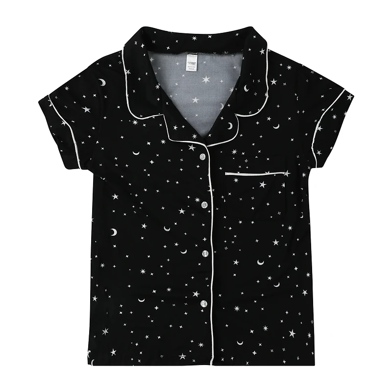 Short-Sleeve Button-Up Pajama Top
