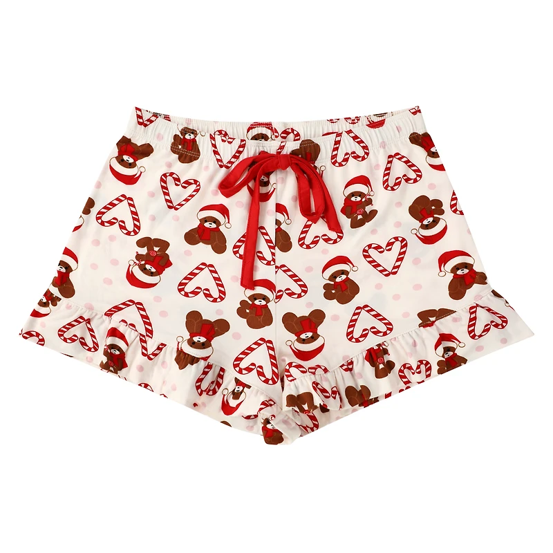 Ruffle-Trim Christmas PJ Shorts