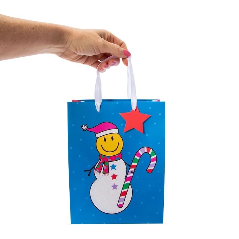 Happy Face Snowman Medium Gift Bag 7in x 9in