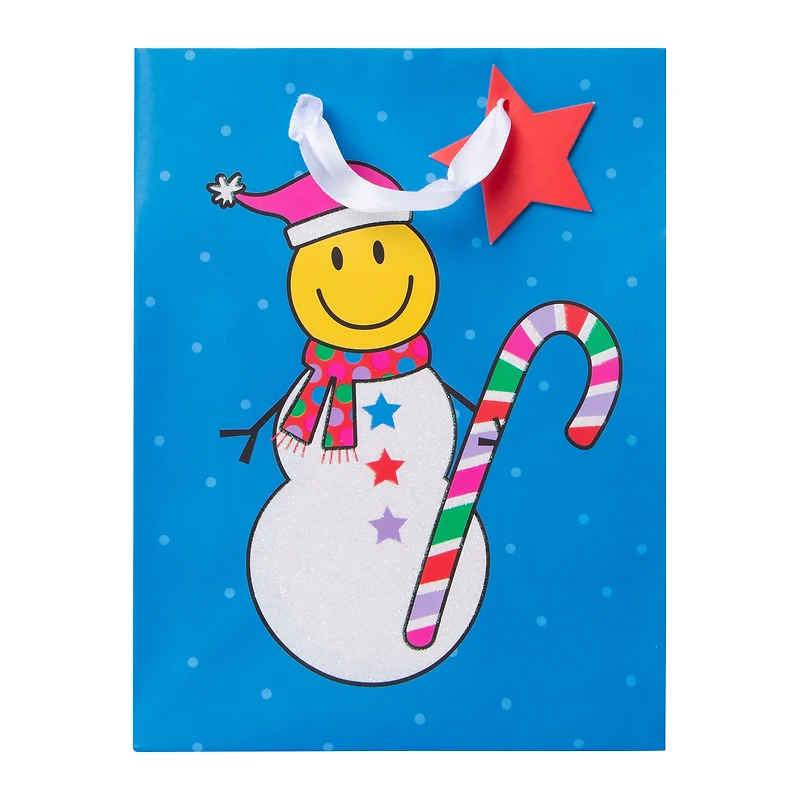 Happy Face Snowman Medium Gift Bag 7in x 9in