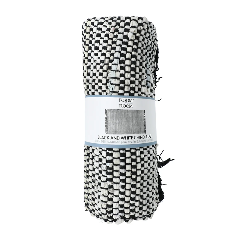 Black And White Chindi Rug