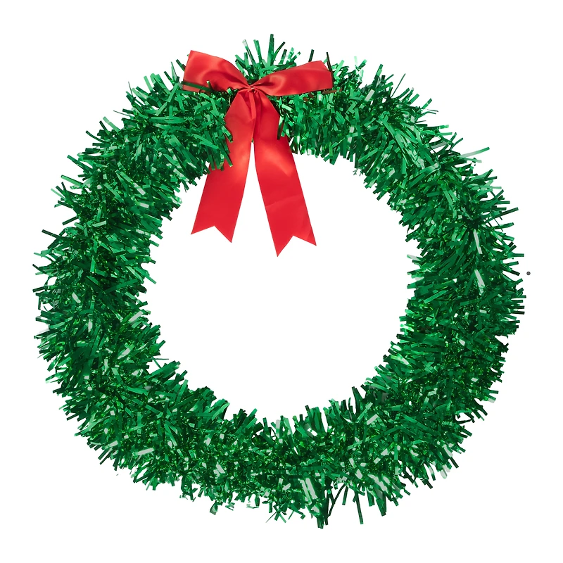 Glittering Tinsel Wreath With Bow
