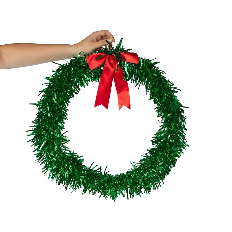 Glittering Tinsel Wreath With Bow