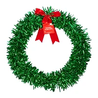 Glittering Tinsel Wreath With Bow