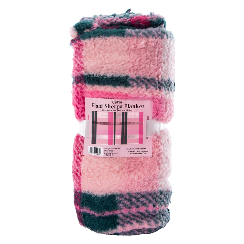 Printed Sherpa Throw Blanket 50in x 60in