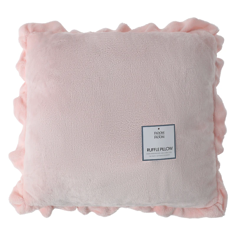 Pink Ruffle Throw Pillow 16in x 16in