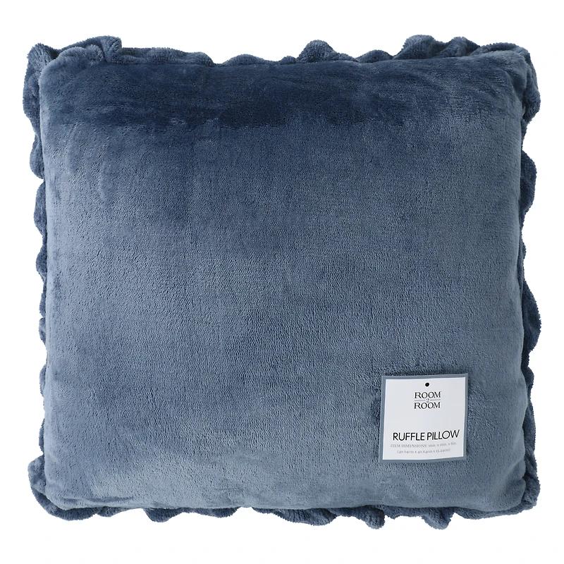 Navy Ruffle Throw Pillow 16in x 16in