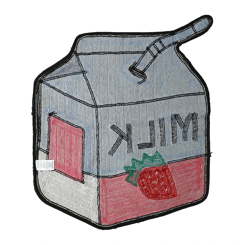 Strawberry Milk Carton Shaped Cotton Rug