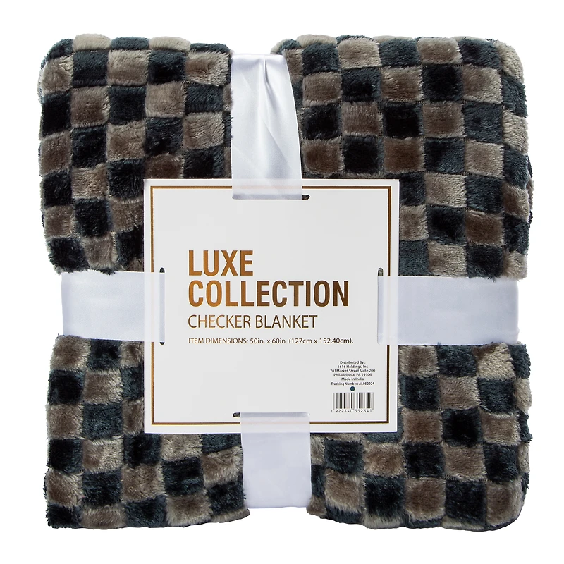 Luxe Collection Checker Throw Blanket 50in x 60in