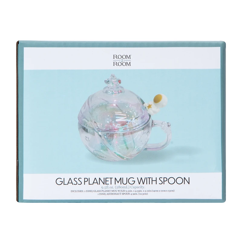 Glass Planet Mug With Spoon 9.5oz