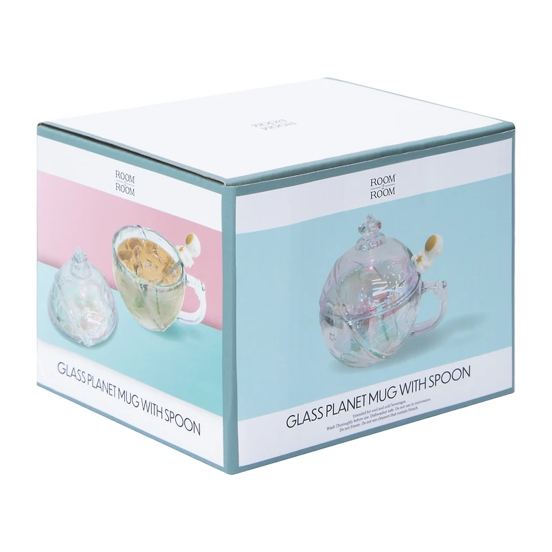 Glass Planet Mug With Spoon 9.5oz