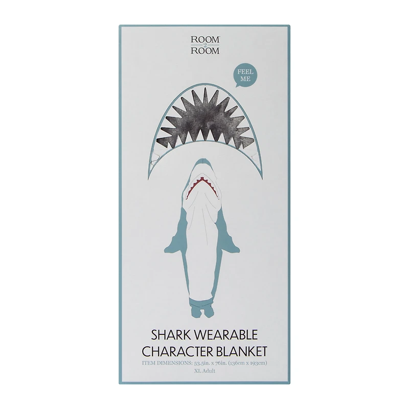 Shark Wearable Character Blanket 53.5in x 76in - XL Adult