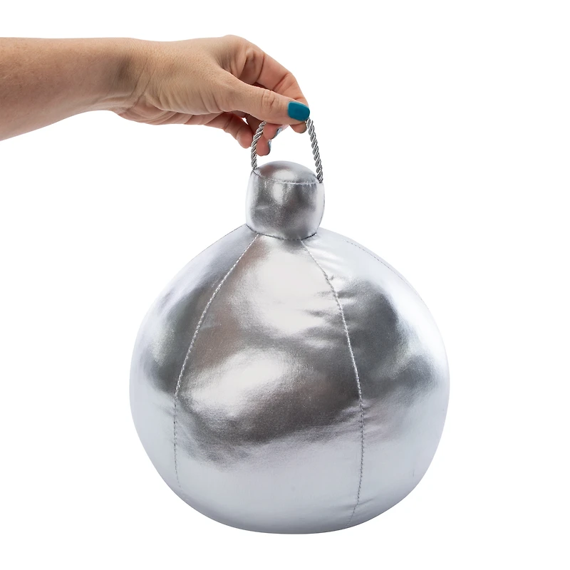 Silver Pillow Christmas Ornament 10in x 9in