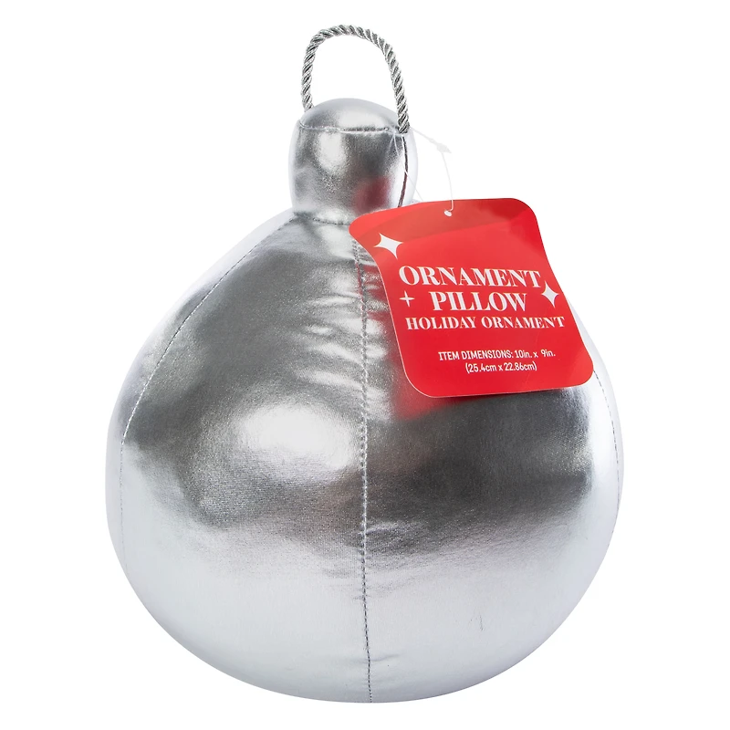 Silver Pillow Christmas Ornament 10in x 9in