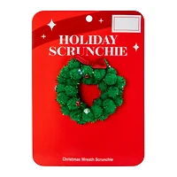 Holiday Christmas Wreath Scrunchie