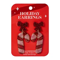 Candy Cane Shaped Holiday Earrings