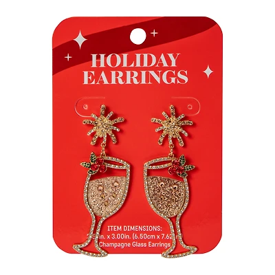 Champagne Glass Novelty Earrings