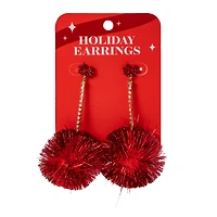 Christmas Holiday Pom-Pom Earrings