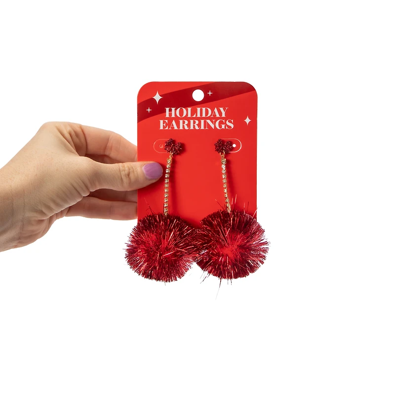 Christmas Holiday Pom-Pom Earrings