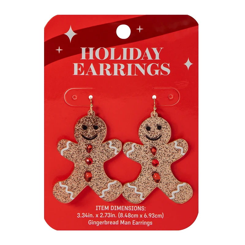Gingerbread Man Novelty Earrings