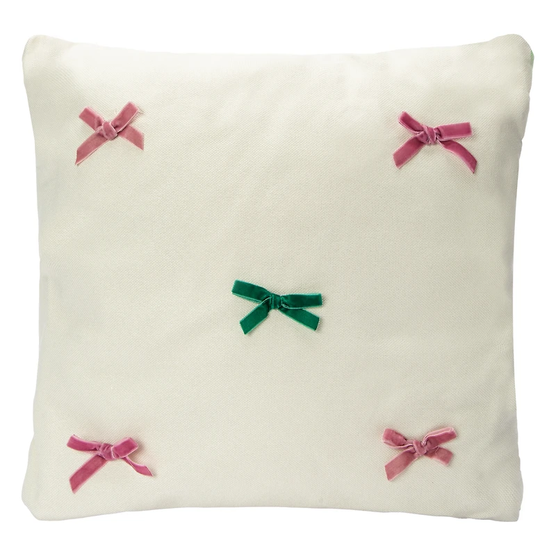 Velvet Bow Throw Pillow 16in x 16in