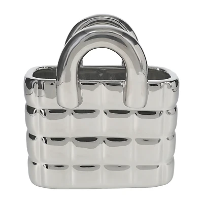 Chrome Ceramic Purse Vase