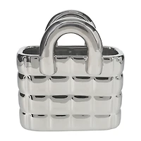 Chrome Ceramic Purse Vase