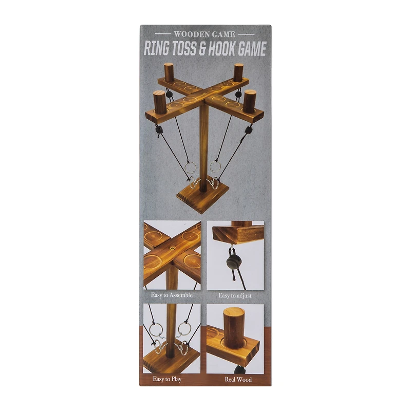 Wooden Ring Toss & Hook Game
