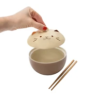 Cat Noodle Bowl With Chopsticks 23oz