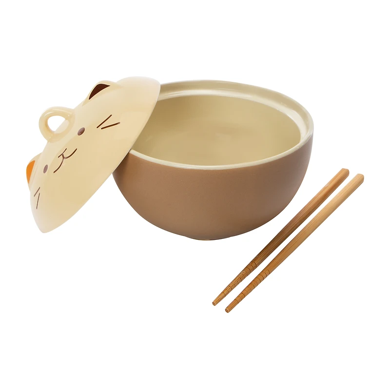 Cat Noodle Bowl With Chopsticks 23oz