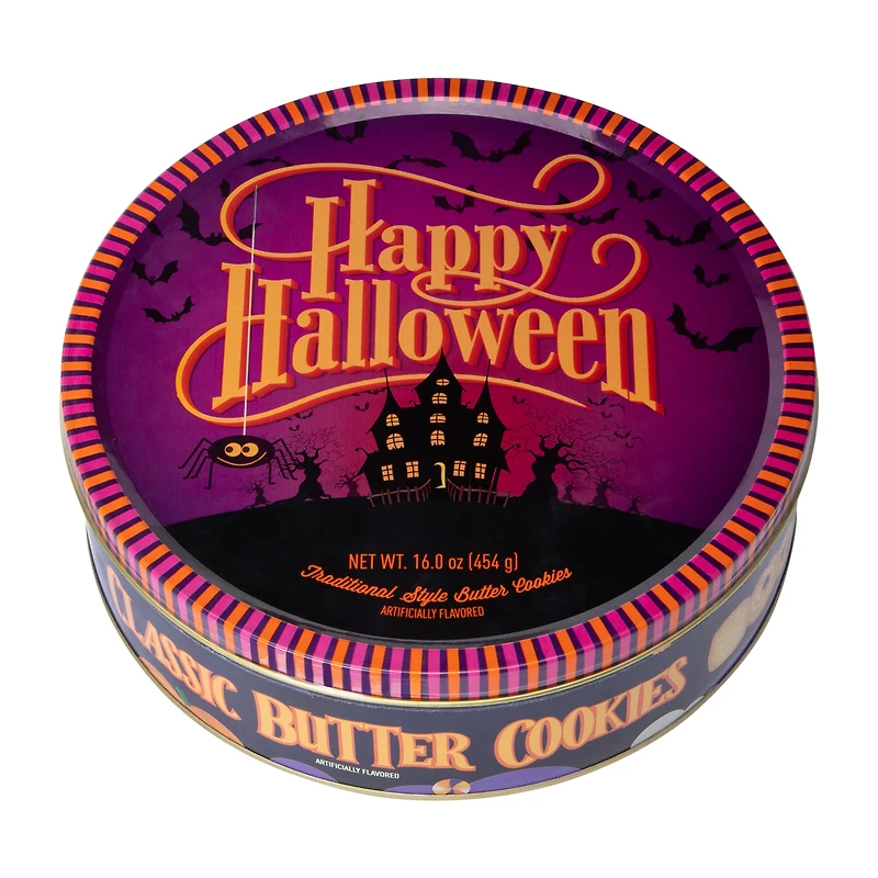 Happy Halloween Classic Butter Cookies Tin 16oz