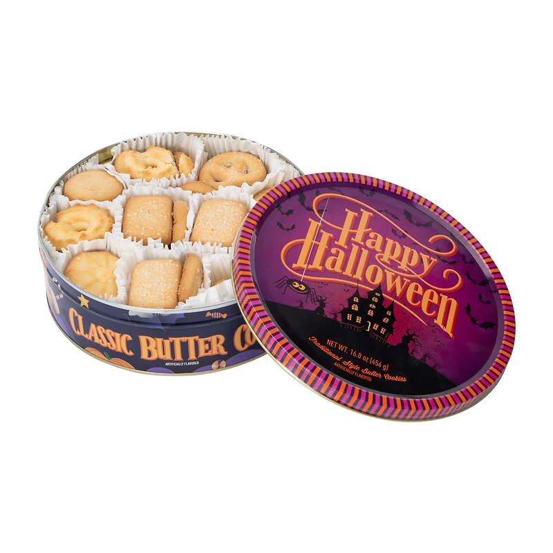 Happy Halloween Classic Butter Cookies Tin 16oz